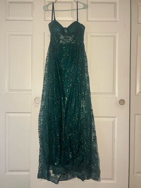 Macy's Teal Green Sparkle Prom Dress